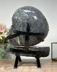 Amazing Natural Agate & Amethyst Geode Cave, Jewelry Box with Metal Stand - MWS1086