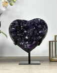 Top Grade Large Amethyst Crystal Heart, Metallic Stand Inluded - HST0282
