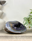 Stunning Blue Banded Agate & Amethyst Stone Geode - STGE0084