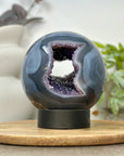 XXL Amethyst & Blue Banded Agate Sphere Geode - SPH0193