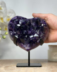 Top Quality Natural Amethyst Heart Carving with Metal Stand - HST0227