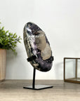 Amethyst with Calcite Inclusion on Metal Stand – Natural Display Piece - MWS2404