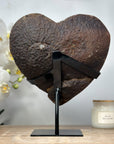Amethyst & Agate Heart Carving with Metal Stand - HST0232
