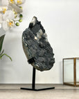 Black Amethyst Crystal Specimen with Calcite Formations on Metal Stand - MWS2871