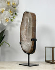 Beautiful Natural Quartz Geode Slice, Crystal Portal with Metallic Stand - MWS1953