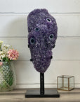 Huge Natural Uruguayan amethyst Cluster with Stalactite Eyes on Metal Stand - MWS2996