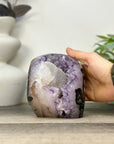 Natural Amethyst Geode with Calcite Crystal Inclusion - CBP1409