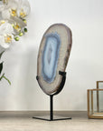 Stunning Blue Agate & Quartz Slice - Stand Included