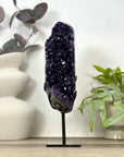 Natural Deep Purple Amethyst Cluster on Metal Stand - MWS3171