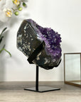 Uruguayan Amethyst Geode With Large Crystals & Black Hematite – Deep Purple Premium Display Piece for Elegant Home Decor - MWS2524