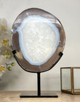 Banded Blue Agate & Quartz Slice from Uruguay – Polished Stone Display - MWS2011