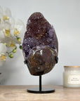 Stunning Quartz, Agate & Jasper Geode with Metal Stand – Elegant Display Piece for Home or Office Decor - MWS1516