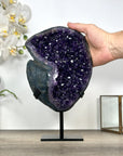 Deep Purple Amethyst Stone Geode Statement Piece on Stand - MWS3032