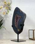 Large Blue Agate & Amethyst Geode Slice, Stand Included - MWS1955