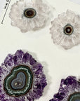 Wholesale Amethyst & Quartz Stalactite Slices for Jewelry Making - Bulk Flat Set - STS0022