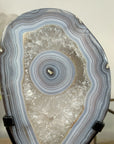 Banded Blue Agate Slice from Uruguay – Polished Stone Display for Healing Decor - MWS2006