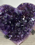 Amethyst Stone Heart Carving, Metallic Stand Included - HST0316