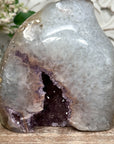 Gorgeous Quartz & Amethyst Stone Flame Carving Geode - FST0110