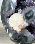 Natural Amethyst Stone with Calcite Crystal Formation, Metallic Display Included - MWS2355