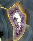 Large Blue Agate & Amethyst Geode Slice, Stand Included - MWS1955