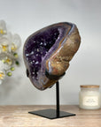 Beautiful Uruguayan Amethyst Geode with Blue Banded Agate Shell - MWS1662