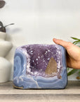 Blue Agate & Amethyst Geode with Calcite Formation - CBP1422