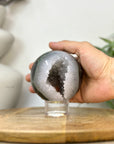 Agate & Quartz Druzy Sphere Geode with Crystal Cavity - SPH0235