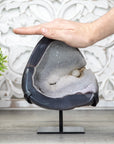 Beautiful Blue Agate Geode with White Sugar Crystalization - MWS0430