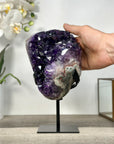 Amethyst Crystal Cluster on Stand—Deep Purple Display for Home Decor - MWS2694