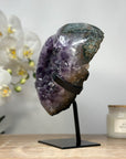 Stunning Natural Amethyst Heart Carving with Metal Stand - HST0231