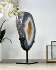 Natural Blue Banded Agate Portal with Metal Stand - MWS2321