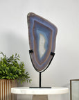 Beautiful Blue Banded Agate & Quartz Polished slice - MWS2142