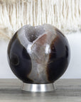 5.5 in Agate & Quartz Stone Sphere Geode with Calcite Crystal - SAG0097