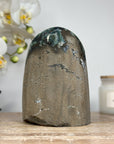 A grade Amethyst Cathedral with Calcite Crystal inclusion and Jasper Shell - CBP1093