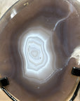 Uruguayan Blue Banded Agate Polished Slice with metal Stand - MWS2000