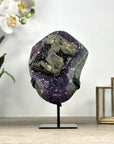 Stunning Amethyst Cluster with Unique Calcite & Black Hematite Formation - MWS2337