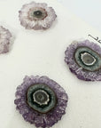 Natural Amethyst & Quartz Stalactite Slices Wholesale Flat - Ideal for Pendants - STS0043