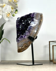 Amethyst Geode on Display Stand – Deep Purple Cluster with Natural Agate Edges - MWS2183