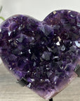 Amethyst Stone Heart Carving, Metallic Stand Included - HST0316