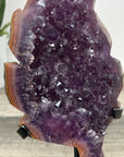 Amethyst & Jasper Stone Leaf Carving with Metal Stand - MWS2808
