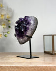 A+ Grade Natural Amethyst Heart Carving with Metal Stand - HST0239