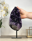 Large Deep Purple Amethyst Cluster on Metal Stand – Statement Crystal for Home Décor - MWS2395