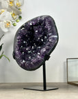Natural Amethyst Geode with Large Crystals on Metal Stand - MWS2458