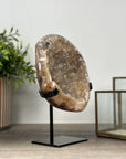 Yellow Tone Quartz Geode with Metallic Stand - MWS2148
