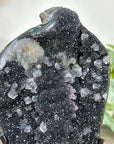 Black Amethyst Galaxy Geode with Calcite Formations - MWS3259