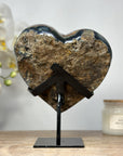 Natural Large Amethyst Heart Carving with Metal Stand - HST0228