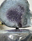 Amazing Natural Agate & Amethyst Geode Cave, Jewelry Box with Metal Stand - MWS1086