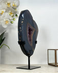 Large Blue Agate & Amethyst Geode Slice, Stand Included - MWS1955