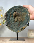 Unique Large Green Sugar Druzy Mineral Specimen with Metallic Stand - MWS1493