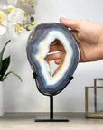 Natural Blue Banded Agate Portal with Metal Stand - MWS2321